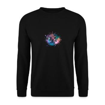 Paw Print Galaxy Dogs Dog Lovers Gassi - Unisex Sweatshirt - black - Front - Alina (178cm) & Michal (187cm)