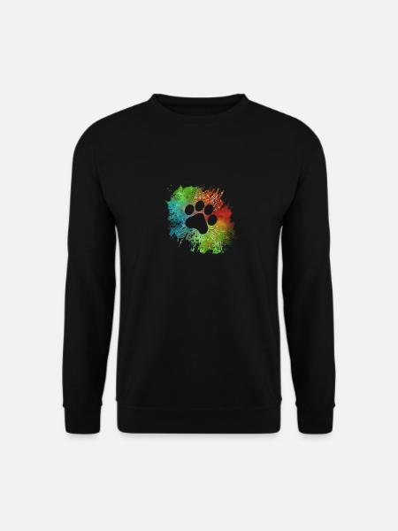 Pfotenabdruck Galaxie Hunde Hundeliebhaber Gassi - Unisex Pullover - Schwarz
