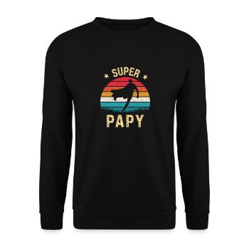 Super Papy Fète des Papy Meilleur Grand Père - Sweat-shirt Unisexe - noir - Devant - Alina (178cm) & Michal (187cm)