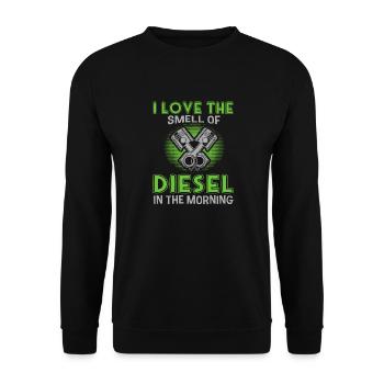 Ich Liebe Den Geruch Von Diesel Im Morning - Unisex Pullover - Schwarz - Vorne - Alina (178cm) & Michal (187cm)
