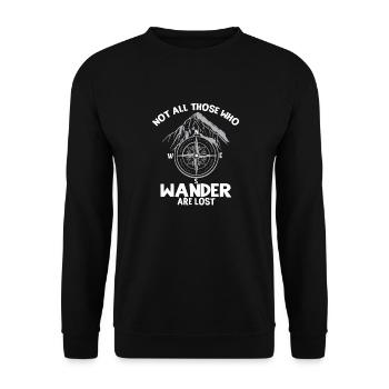 Wanderer Berg Naturlöcker Nicht Alle, Die Wandern - Unisex Pullover - Schwarz - Vorne - Alina (178cm) & Michal (187cm)
