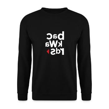 Backward - Unisex Pullover - Schwarz - Vorne - Alina (178cm) & Michal (187cm)