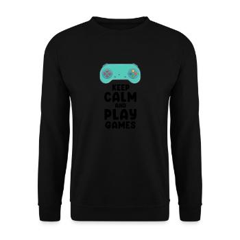 Keep Calm And Play Games Cool Controller Present - Unisex Sweatshirt - black - Front - Alina (178cm) & Michal (187cm)