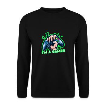 Epic Controller Design I'm A Gamer T-Shirt Present - Unisex Sweatshirt - black - Front - Alina (178cm) & Michal (187cm)