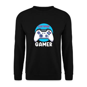 Certified Gamer Cool Epic Controller Designs - Unisex Sweatshirt - black - Front - Alina (178cm) & Michal (187cm)