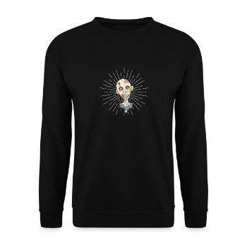 Zombie Gesicht Gehirn Halloween Zombies Gruselig - Unisex Pullover - Schwarz - Vorne - Alina (178cm) & Michal (187cm)