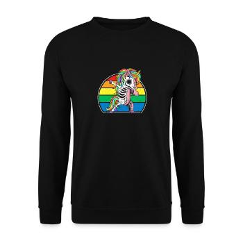 Dabbing Unicorn Skeleton Halloween Dab Dance Scary - Unisex Sweatshirt - black - Front - Alina (178cm) & Michal (187cm)