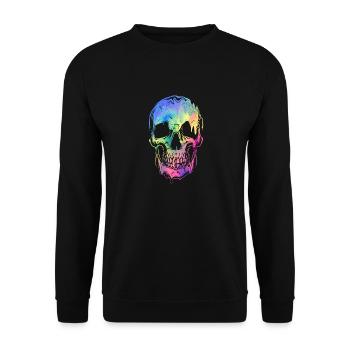 Colorful Skull Halloween Skeleton Rainbow - Unisex Sweatshirt - black - Front - Alina (178cm) & Michal (187cm)