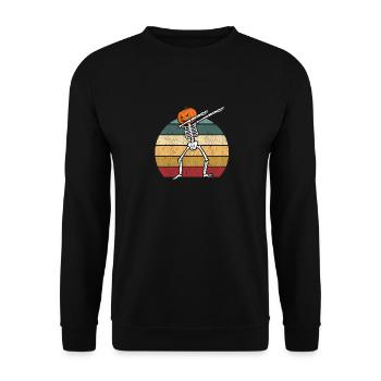 Halloween Dabbing Skeleton Creepy Pumpkin Jack - Unisex Sweatshirt - black - Front - Alina (178cm) & Michal (187cm)