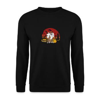 Boxer Witch Hat Funny Halloween Dog Lovers - Unisex Sweatshirt - black - Front - Alina (178cm) & Michal (187cm)
