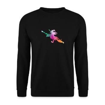Flying Witch broom Air Funny Halloween Witches - Unisex Sweatshirt - black - Front - Alina (178cm) & Michal (187cm)