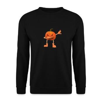 Halloween Dabbing Gruseliger Kürbis Jack O Lantern - Unisex Pullover - Schwarz - Vorne - Alina (178cm) & Michal (187cm)