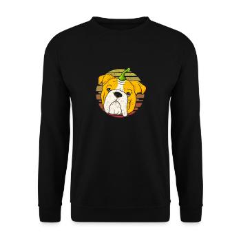Englische Bulldogge Kürbis Halloween Thanksgiving - Unisex Pullover - Schwarz - Vorne - Alina (178cm) & Michal (187cm)
