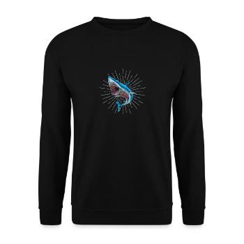 Shark Zombie Halloween Skeleton Skull Rib Cage - Unisex Sweatshirt - black - Front - Alina (178cm) & Michal (187cm)