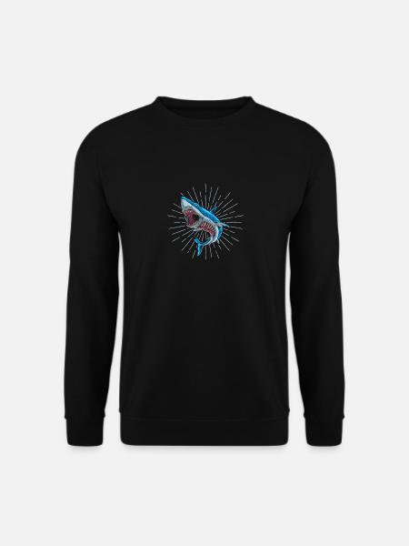 Shark Zombie Halloween Skeleton Skull Rib Cage - Unisex Sweatshirt - black