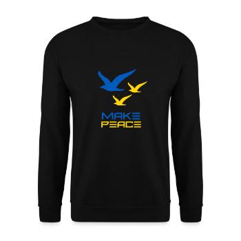 Make Peace Ukraine. Peace Birds - Unisex Sweatshirt - black - Front - Alina (178cm) & Michal (187cm)