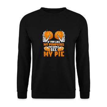 Wenn du meine Kürbisse magst, solltest du meine - Unisex Pullover - Schwarz - Vorne - Alina (178cm) & Michal (187cm)