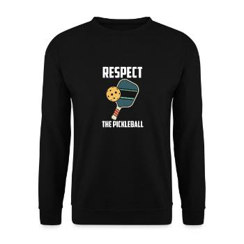 Respektiere das Pickleball Funny Paddle Pickleball Wortspiel - Unisex Pullover - Schwarz - Vorne - Alina (178cm) & Michal (187cm)