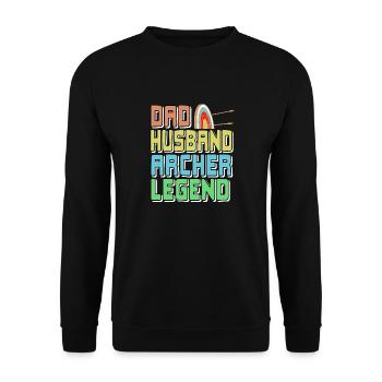 Dad Husband Archer Legend Retro Archery T-Shirt - Unisex Sweatshirt - black - Front - Alina (178cm) & Michal (187cm)