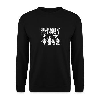 Vampire Halloween Monster Ghost Witch Chillin with - Unisex Sweatshirt - black - Front - Alina (178cm) & Michal (187cm)