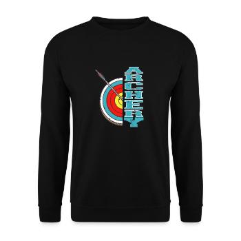 Retro Vintage Cool Archery T-Shirt Present Gift - Unisex Sweatshirt - black - Front - Alina (178cm) & Michal (187cm)