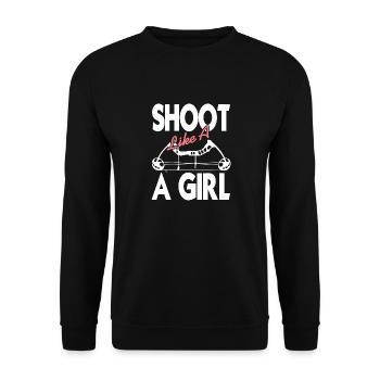 Shoot Like A Girl Cool Funny Archery T-Shirt - Unisex Sweatshirt - black - Front - Alina (178cm) & Michal (187cm)