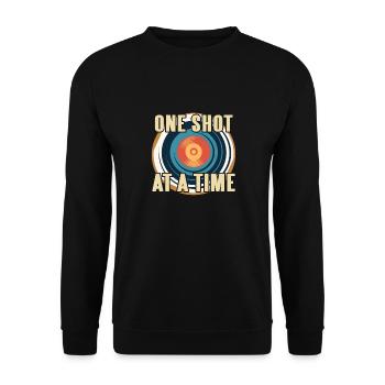 One Shot At A Time Awesome Archery T-Shirt Present - Unisex Sweatshirt - black - Front - Alina (178cm) & Michal (187cm)