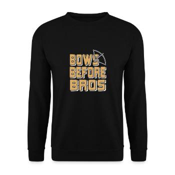 Bows Before Bros Funny Archery Designs T-Shirt - Unisex Sweatshirt - black - Front - Alina (178cm) & Michal (187cm)