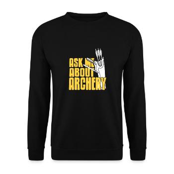 Ask Me About Archery Cool Retro T-Shirt Present - Unisex Pullover - Schwarz - Vorne - Alina (178cm) & Michal (187cm)