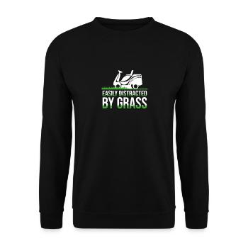 Facilement distrait par l’herbe - Drôle de tondeuse à gazon - Sweat-shirt Unisexe - noir - Devant - Alina (178cm) & Michal (187cm)