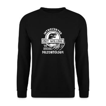 Introverti, mais discuter de paléontologie - Sweat-shirt Unisexe - noir - Devant - Alina (178cm) & Michal (187cm)