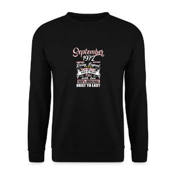 Septembre 1972 - cadeau du 50e anniversaire. Génial. - Sweat-shirt Unisexe - noir - Devant - Alina (178cm) & Michal (187cm)