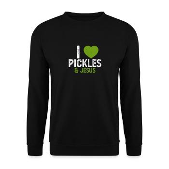 Ich liebe Gurken Jesus Lustige Gurke Liebhaber Zitat Spaß - Unisex Pullover - Schwarz - Vorne - Alina (178cm) & Michal (187cm)