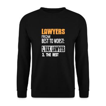 Funny Lawyers Ranking From Best To Worst Tee - Unisex Pullover - Schwarz - Vorne - Alina (178cm) & Michal (187cm)