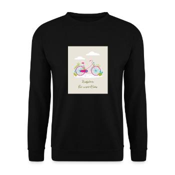 Radfahren für unser Klima - Unisex Pullover - Schwarz - Vorne - Alina (178cm) & Michal (187cm)
