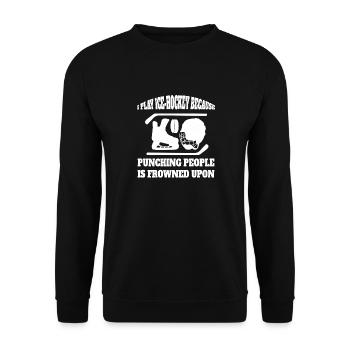 Eishockey Geschenk Wintersport Eishockeyteam - Unisex Pullover - Schwarz - Vorne - Alina (178cm) & Michal (187cm)