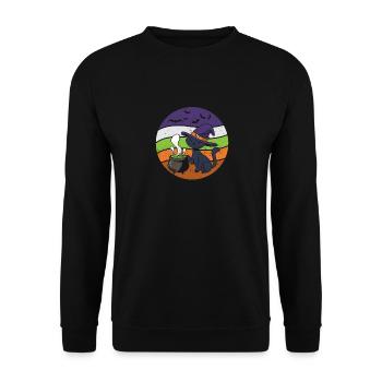 Halloween Effrayant Mignon Chat Noir Sorcière Chapeau Drôle - Sweat-shirt Unisexe - noir - Devant - Alina (178cm) & Michal (187cm)