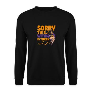 Sorry This Witch Is Taken Funny Halloween Witches - Unisex Pullover - Schwarz - Vorne - Alina (178cm) & Michal (187cm)