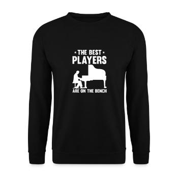 Lustiger Klavier Piano Flügel Spruch für Pianist - Unisex Pullover - Schwarz - Vorne - Alina (178cm) & Michal (187cm)