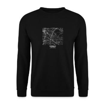 Norwalk California Adventure Coordinaten Road Map - Unisex Sweatshirt - black - Front - Alina (178cm) & Michal (187cm)