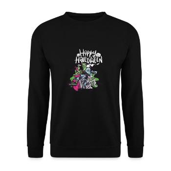 Halloween - Gruselig Schön - Happy Halloween - Unisex Pullover - Schwarz - Vorne - Alina (178cm) & Michal (187cm)