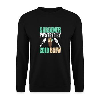 Jardinier propulsé par Cold Brew Cool Vintage Present - Sweat-shirt Unisexe - noir - Devant - Alina (178cm) & Michal (187cm)