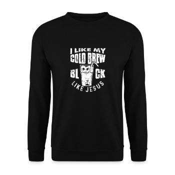 J’aime mon Cold Brew Black Like Jesus Vintage - Sweat-shirt Unisexe - noir - Devant - Alina (178cm) & Michal (187cm)