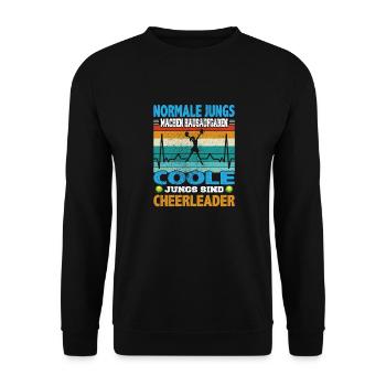 Normale Jungs Hausaufgaben coole sind Cheerleader - Unisex Pullover - Schwarz - Vorne - Alina (178cm) & Michal (187cm)