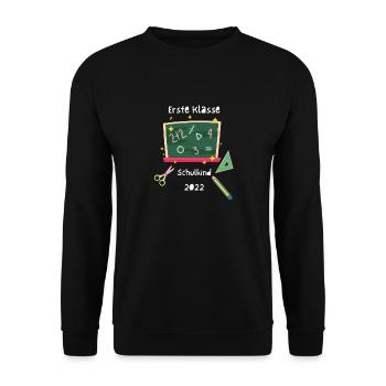Erste Klasse Schulkind - Unisex Pullover - Schwarz - Vorne - Alina (178cm) & Michal (187cm)