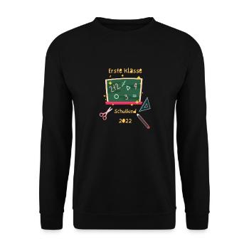 Erste Klasse Schulkind - Unisex Pullover - Schwarz - Vorne - Alina (178cm) & Michal (187cm)