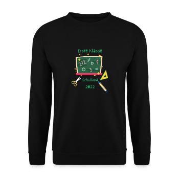 Erste Klasse Schulkind - Unisex Pullover - Schwarz - Vorne - Alina (178cm) & Michal (187cm)