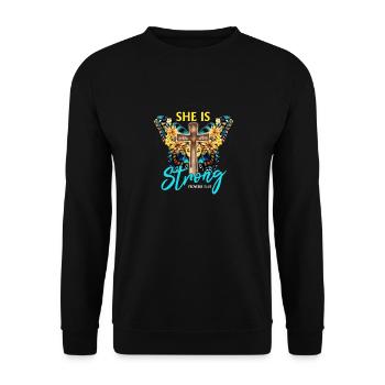 Schmetterling Blume Motivationsspruch Spruch Frau - Unisex Pullover - Schwarz - Vorne - Alina (178cm) & Michal (187cm)