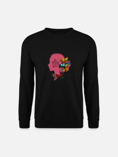 Schmetterling Blume Motivationsspruch Spruch Frau - Unisex Pullover - Schwarz