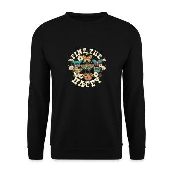 Schmetterling Blume Motivationsspruch Spruch Frau - Unisex Pullover - Schwarz - Vorne - Alina (178cm) & Michal (187cm)